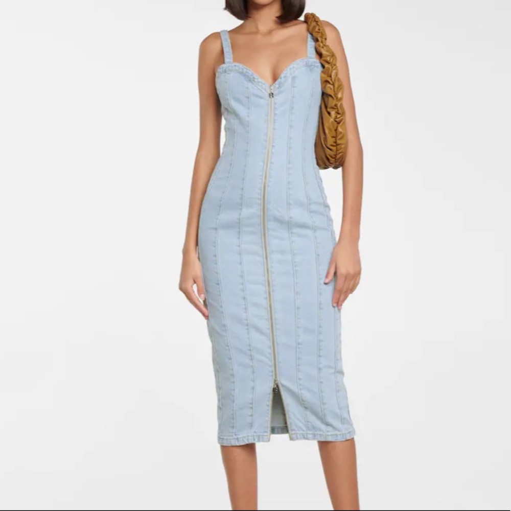 COPY - Rotate Birger Christensen Kayla Denim Midi Dress - Size 6